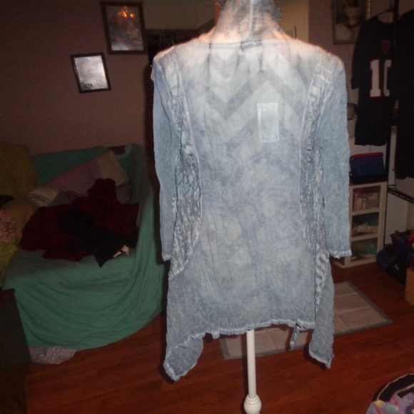 Ania A. Blue Open Front Cardigan Size S - Picture 7 of 8